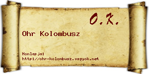 Ohr Kolombusz névjegykártya
